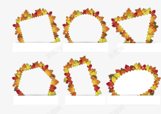 情人节广告素材中秋枫叶相框图标图标