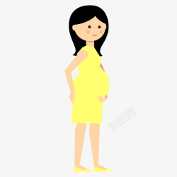黄色裙子孕妇扁平人物插图矢量图素材