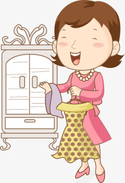 拿衣服的女士素材