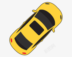 黄色的小汽车的顶视图素材
