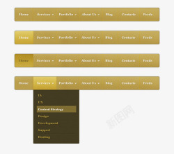黄色导航和下拉菜单素材