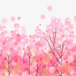 粉色唯美装饰桃花树林装饰图素材