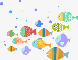 手绘清新鱼群装饰插画矢量图素材