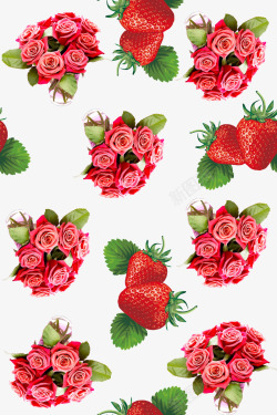 玫瑰草莓情人节psd素材