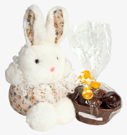 花篮彩蛋兔子布偶巧克力礼物高清图片