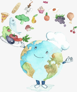 世界地球日地球厨师素材