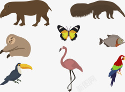 创意插画彩绘位图图形动物园动物矢量图素材