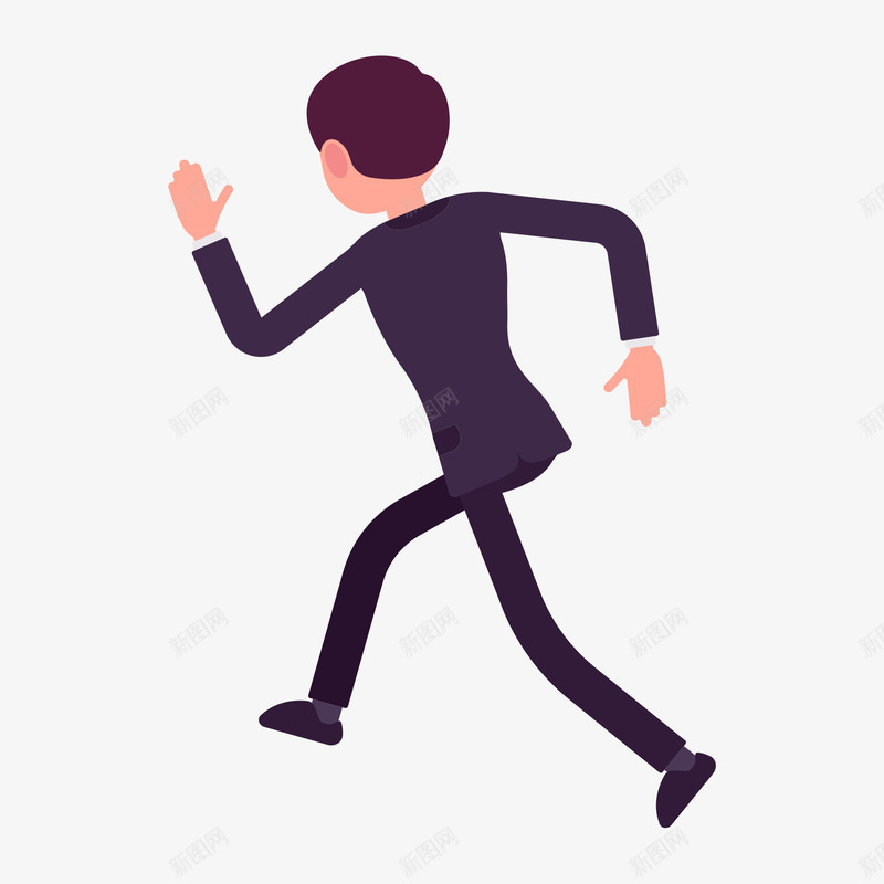 卡通版奔跑的男子png免抠素材_88icon https://88icon.com 卡通人物 卡通手绘 商务人物 奔跑 男子 背影 装饰图