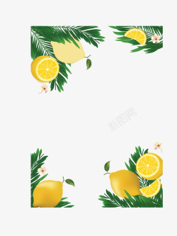 柠檬背景边框夏天树叶柠檬边框矢量图高清图片