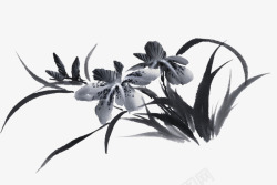 黑色花背景水墨花朵高清图片