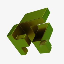 绿色创意多边形不规则3D立体建素材