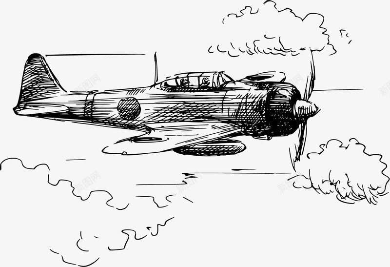 日本零式战斗机矢量图ai免抠素材_88icon https://88icon.com 日本 螺旋桨 铅笔绘制 零式战斗机 飞机 鱼雷机 矢量图