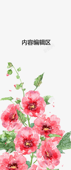 手绘红色花朵展架模板海报