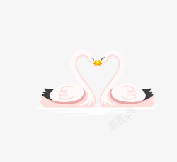 粉红天鹅爱情卡通可爱小动物装饰爱情动物高清图片