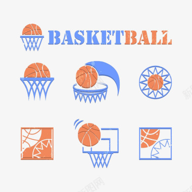 篮球可爱简易的篮球元素图标图标