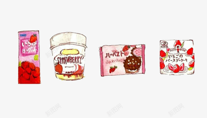 可爱草莓食物png免抠素材_88icon https://88icon.com 包装 卡通 图片 插画 文字 水果 牛奶 甜点 甜点字体 绘画 草莓 蛋糕 韩国 食物