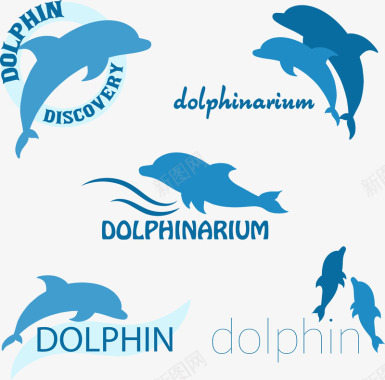 海豚装饰海豚蓝色剪影logo矢量图图标图标