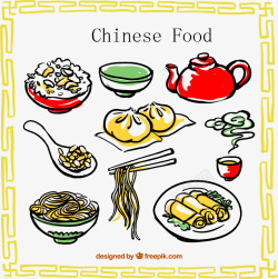 彩绘中国食物片免费下素材