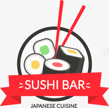 日式料理寿司标签图标图标