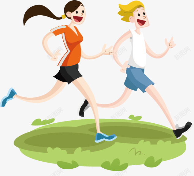 卡通跑步男女png免抠素材_88icon https://88icon.com 卡通 卡通人物 插图 跑步 运动