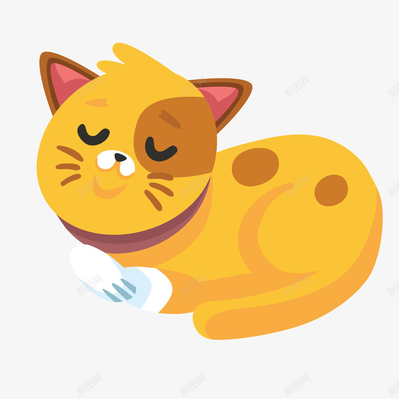 一只在休息的黄色小猫矢量图ai免抠素材_88icon https://88icon.com 动物 动物世界 卡通动物 小猫 猫 猫咪 睡觉 花猫 黄色 矢量图