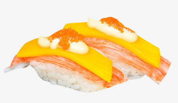 美味蟹肉棒寿司上的蟹肉高清图片