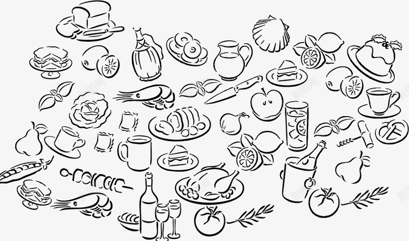 黑色食物图案简笔画png免抠素材_88icon https://88icon.com 图案 笔画 食物 黑色