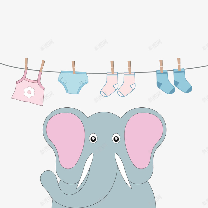 宝宝衣服矢量图ai免抠素材_88icon https://88icon.com 出生 动物 大象 封面 矢量图