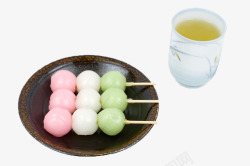 日式茶和三色丸子小点心素材