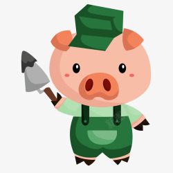 可爱绿色小猪挂历海报免矢量图素材