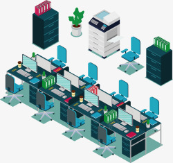 商务风员工办公室矢量图素材