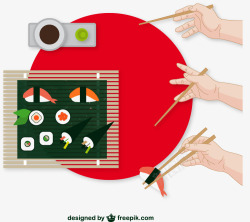 日式料理和筷子的用法矢量图素材