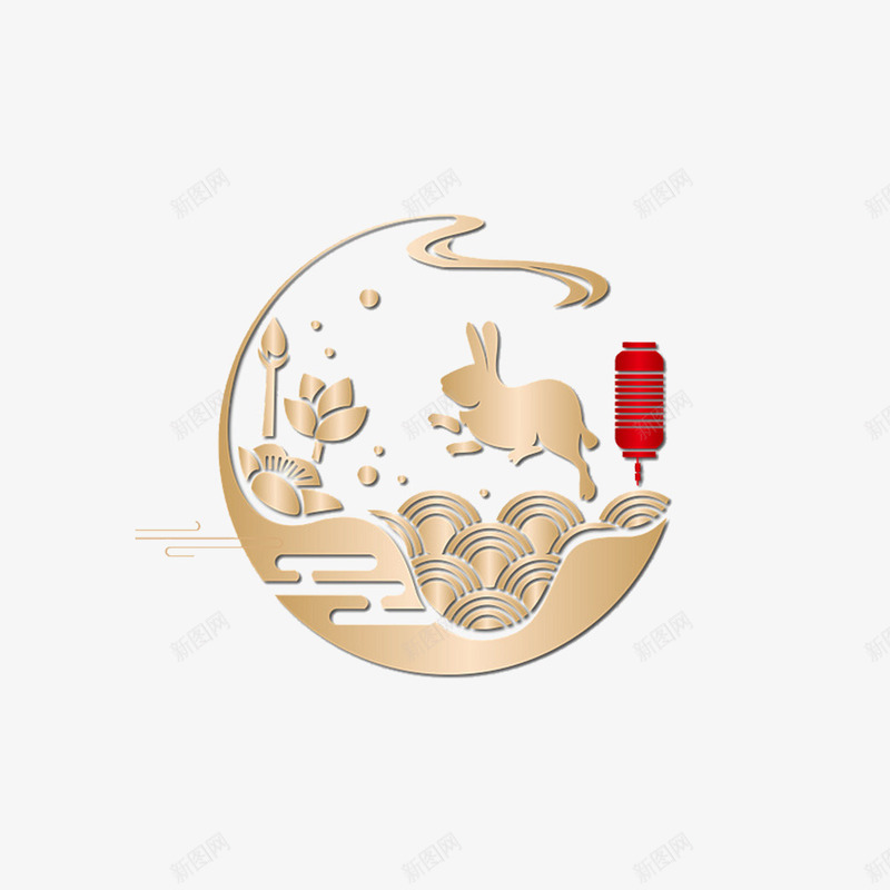 创意剪纸风格中秋节插画png免抠素材_88icon https://88icon.com 2023 中国风 中秋节 兔 兔子 兔年 创意 剪纸风格 插画设计