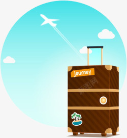 创意旅行飞机和行李箱素材