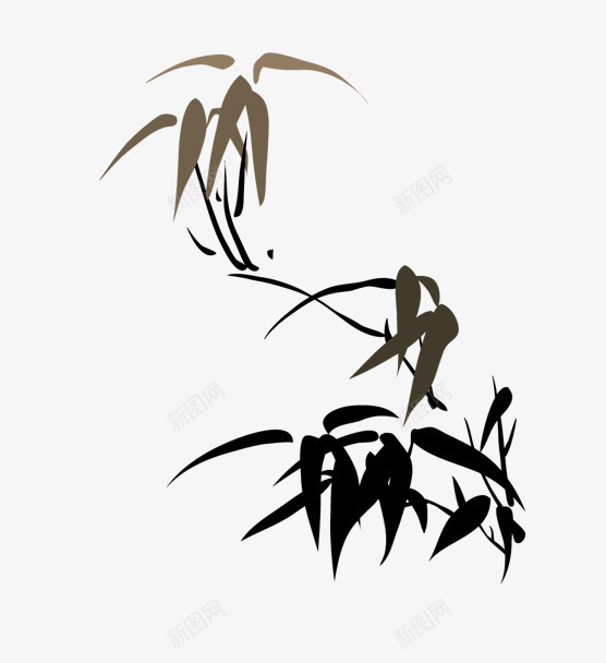 水墨风竹叶psd免抠素材_88icon https://88icon.com 中式素材 竹叶 简约 装饰图案