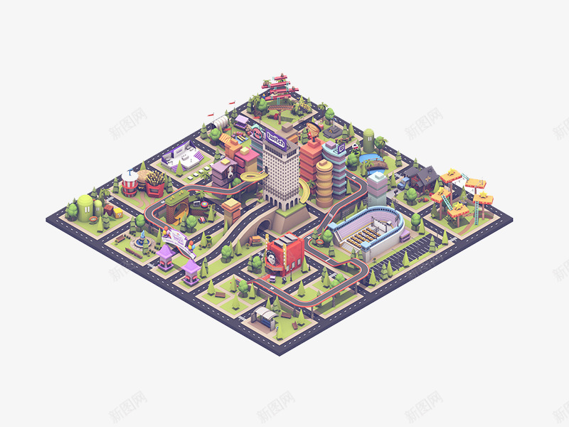 3d场景效果图png免抠素材_88icon https://88icon.com 场景 城市 建模 房屋