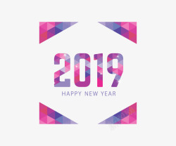 粉紫色边框2019新年矢量图素材