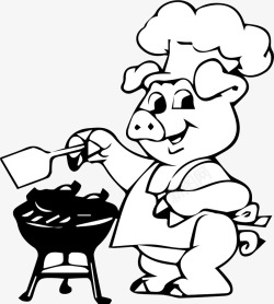 大肉串猪妈妈烤香肠矢量图高清图片