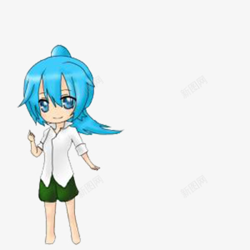 蓝色头发的女孩冷漠形象图png免抠素材_88icon https://88icon.com 冷漠 形象 蓝色 装饰 设计