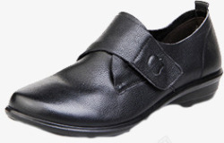 黑色真皮舒适女鞋妈妈鞋素材