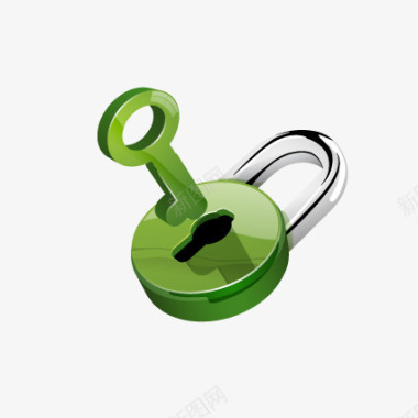 钥匙锁绿色质感锁图标图标