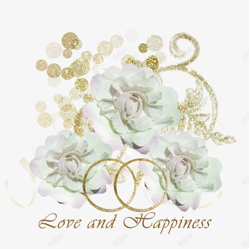 LoveandHappinesspng免抠素材_88icon https://88icon.com 爱情 白花 精美 花卉 英文 装饰