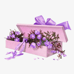紫色鲜花花束礼盒装饰图案素材