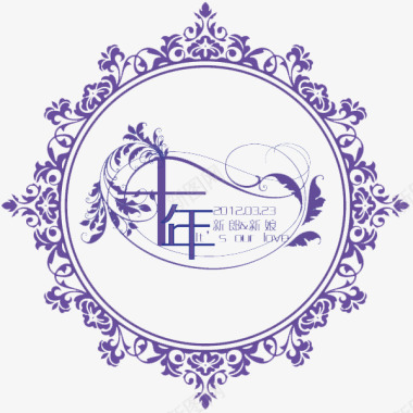 云花纹西式婚礼logo图标图标