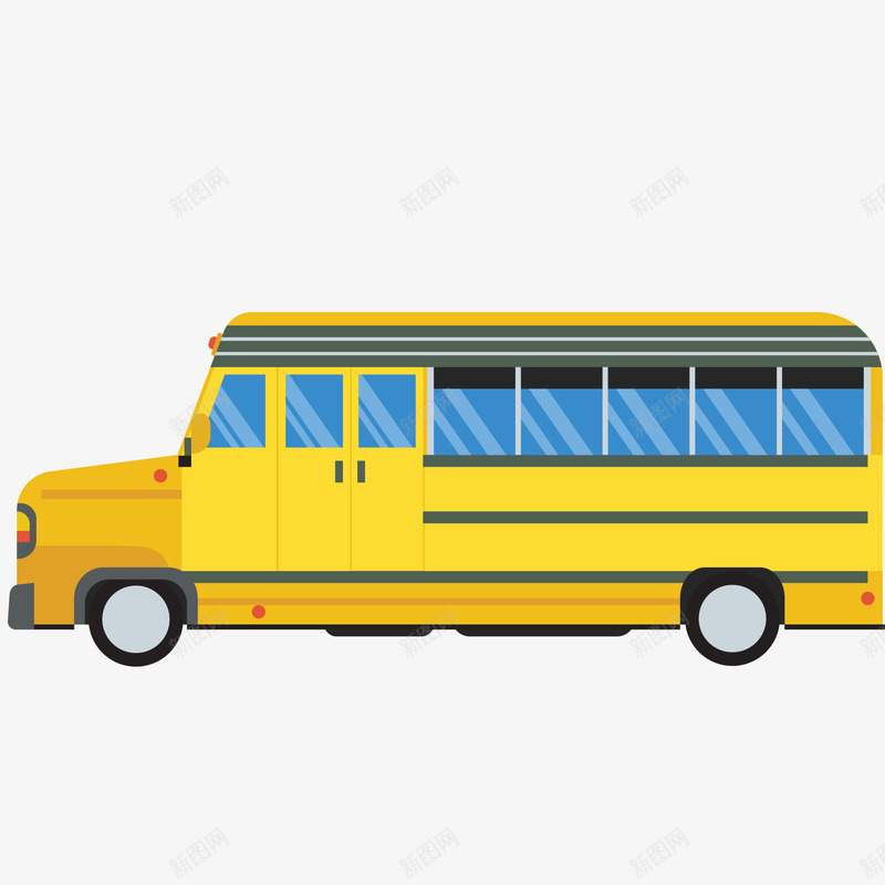 黄色创意大巴士元素矢量图ai免抠素材_88icon https://88icon.com 创意 卡通 大巴士 插画 窗户 蓝色 轮胎 黄色 矢量图