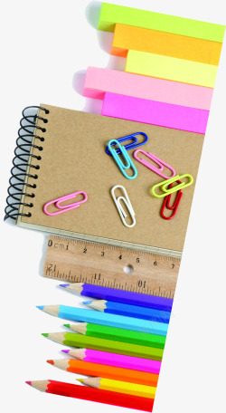 笔记本标签彩色开学季素材