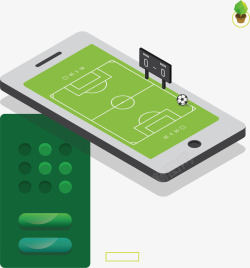 手机观赛绿色3D足球场地矢量图素材