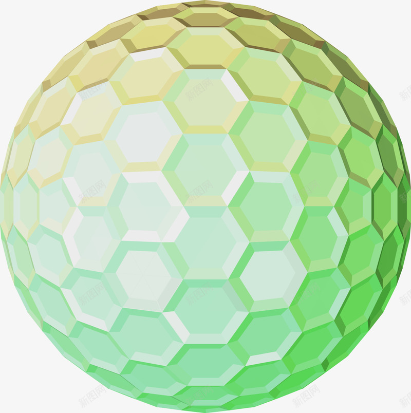 绿色3D蜂窝网格球png免抠素材_88icon https://88icon.com 3D 几何 立体 绿色 蜂窝网格