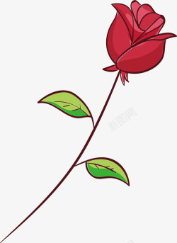 浪漫的一朵红玫瑰矢量图素材