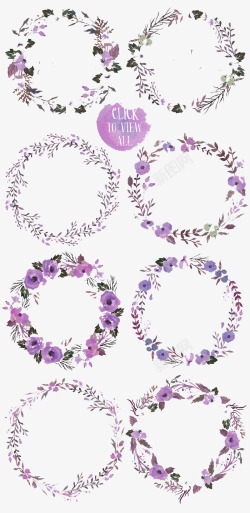 紫色清新花圈边框纹理素材